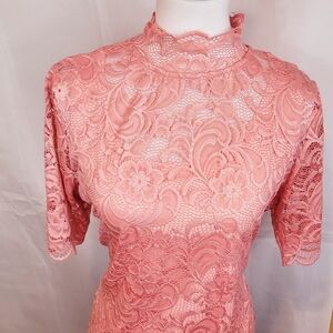 Isaac Mizrahi Stretch Lace Mock Neck Top